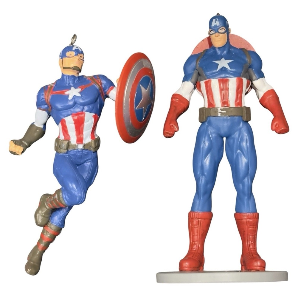 Marvel Avengers Captain America Christmas Ornament Lot Of 2